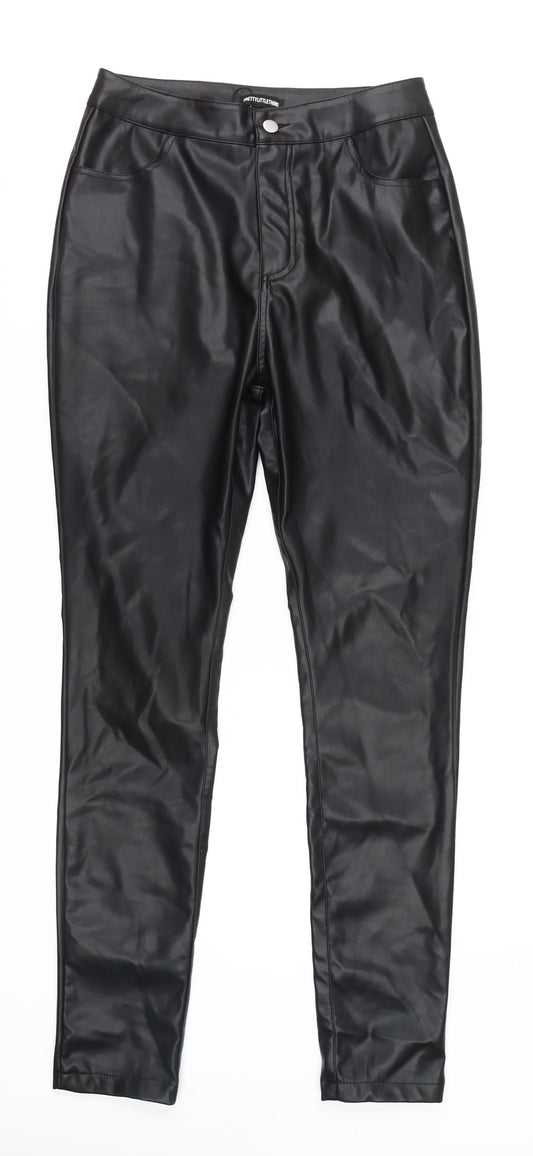 Womens UK Size 10 PRETTYLITTLETHING Black Trousers