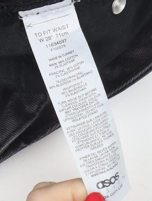 ASOS Men's Black Denim Distressed Shorts, Size 28, Slim Fit