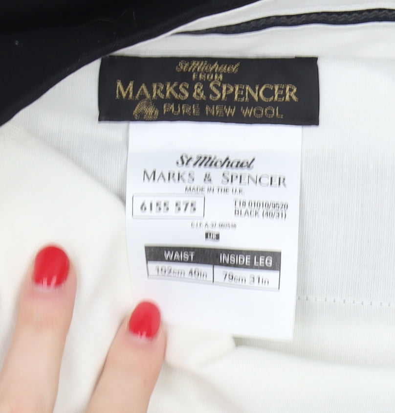 Marks & Spencer Men's Black Wool Trousers XL