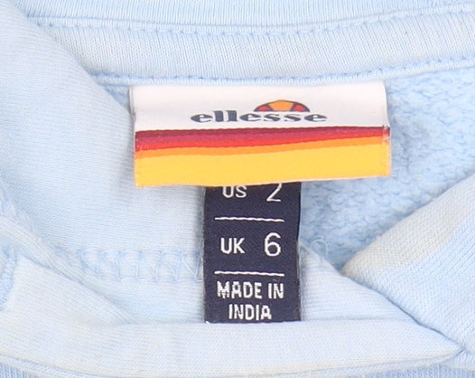 Ellesse Women's Blue Hoodie - Size 6, Logo, Casual