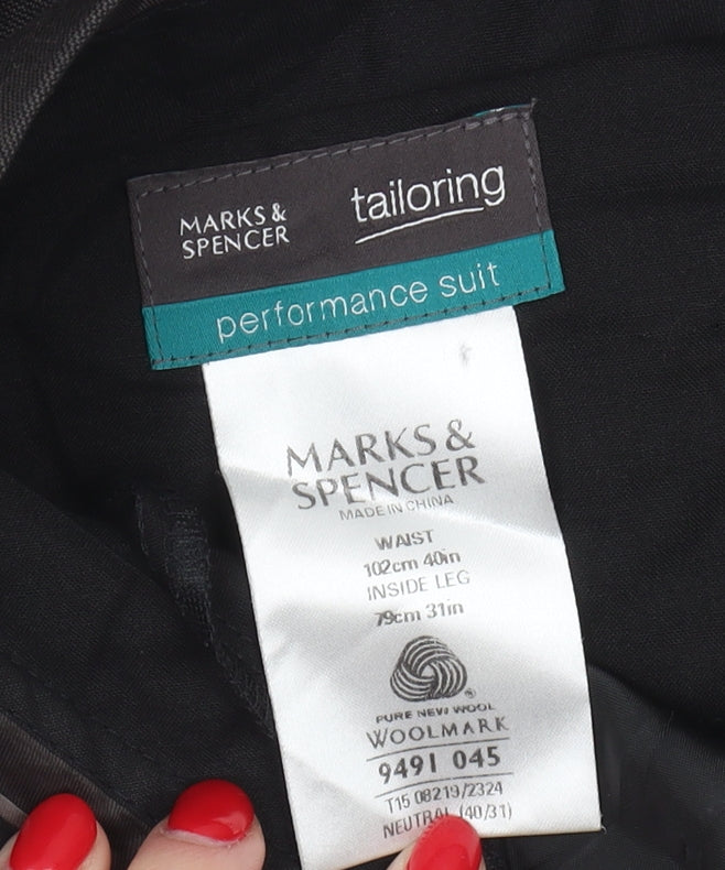 Marks and Spencer Men's Black Wool Dress Pants