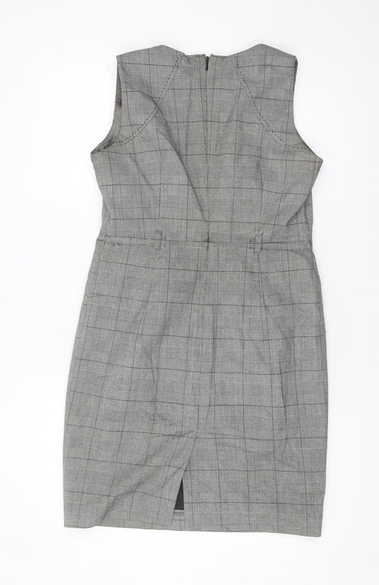 Next Petite Grey Check Sheath Dress, Women Size 10