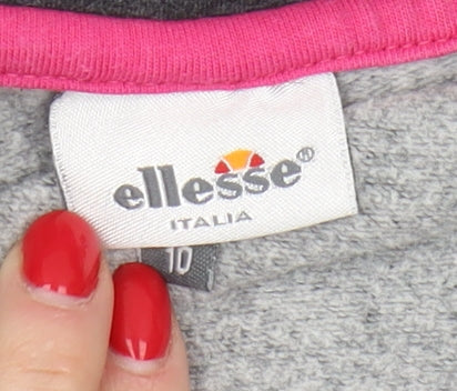 Ellesse Women’s Grey Full Zip Hoodie, Size 10, Casual Wear