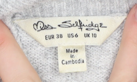 Womens UK Size 10 Miss Selfridge Grey Jumper Jumper