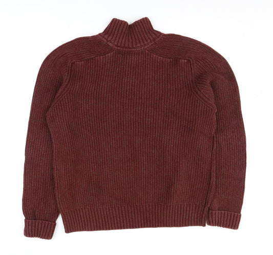 H&M Men's Red Cotton Henley Jumper M