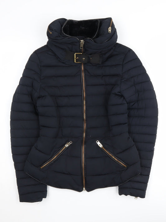 Womens UK Size 6 Zara Black Puffer Jacket