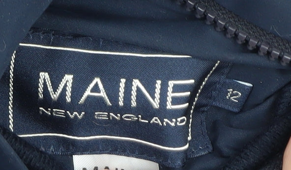 Brand and care label for Maine New England Women's Blue, size 12, Parka Jacket Zip