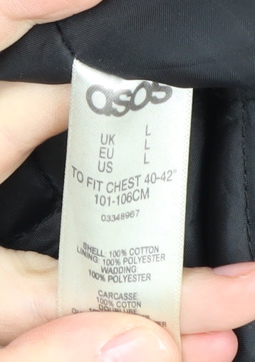 ASOS Men's Black Parka Jacket L Hooded Warm Winter Coat