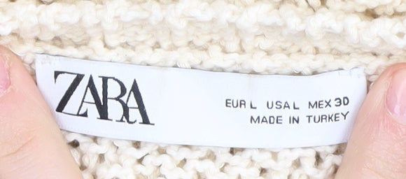 Womens UK Size L Zara Ivory Pullover Jumper
