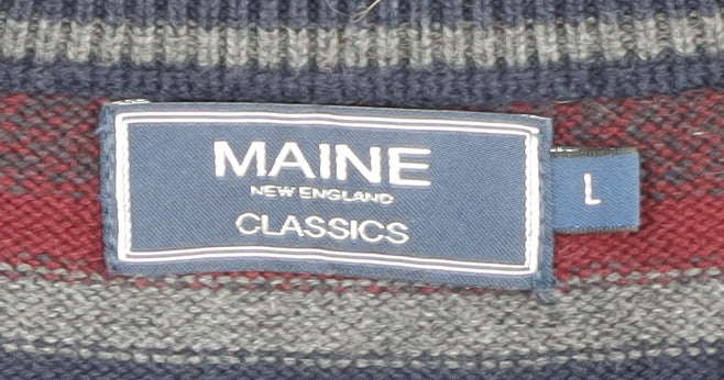 Maine New England Men's Multicoloured Striped Pullover - L