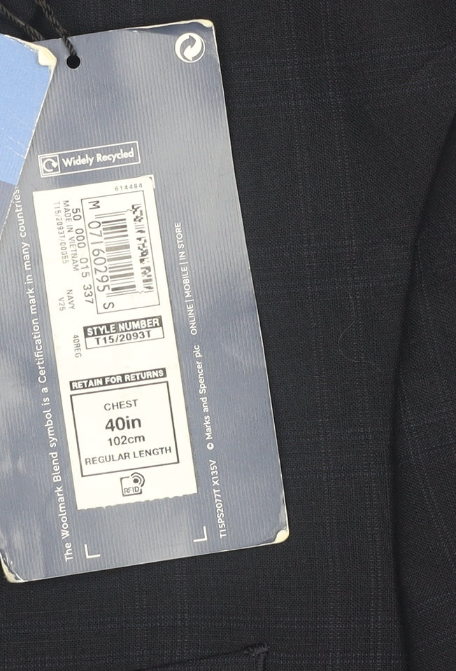 Mens UK Size 40 Marks and Spencer Regular Blue Suit Jacket