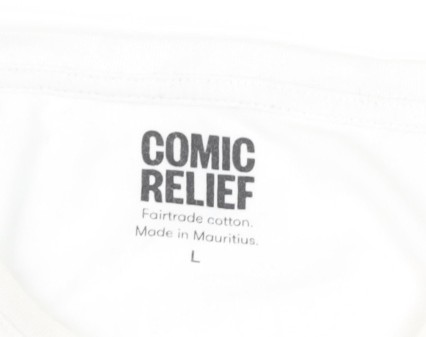 Unisex Adults UK Size L Comic Relief White Basic T-Shirt