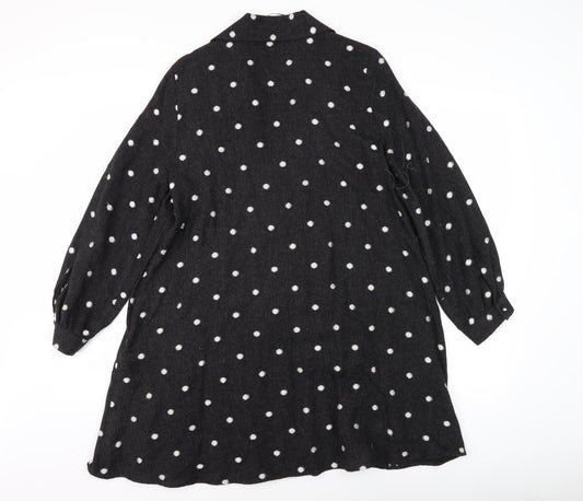 Zara Women's Black Polka Dot Shirt Dress S