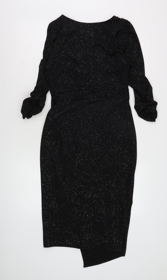 Quiz Women's Black Long Sleeve V-Neck Party Dress