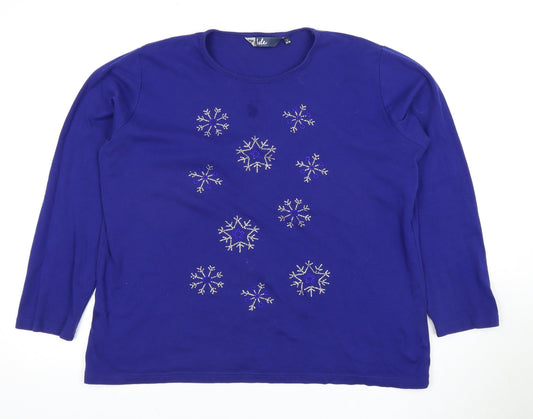 Womens UK Size L Isle Blue Basic T-Shirt