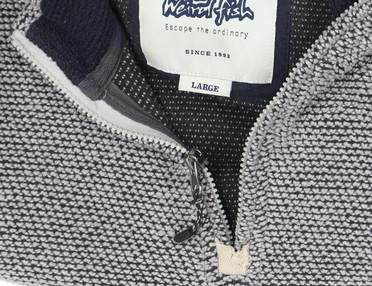 Weird Fish Grey Full Zip Knit Sweatshirt Large