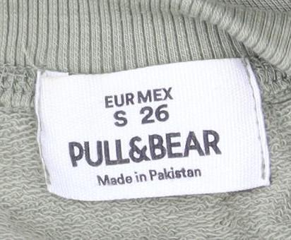 Mens UK Size S Pull&Bear Green Pullover Sweatshirt