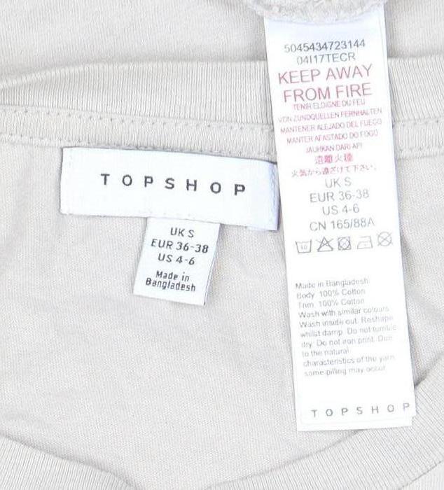Womens UK Size S Topshop Beige T-Shirt