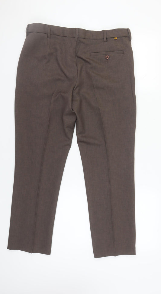 Mens UK Size 36 Farah Classic Fit Dress Pants Brown Trousers