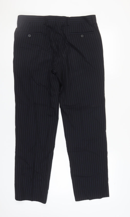 Marks and Spencer Men's Blue Striped Trousers, Size 34