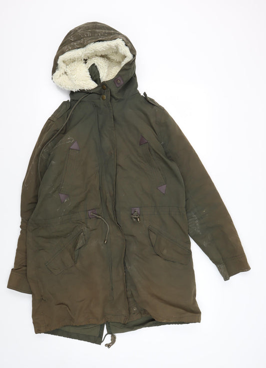 Womens UK Size S Mango Green Parka Coat