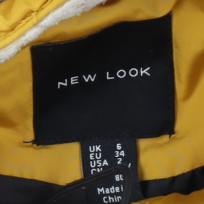 New Look Women's Yellow Puffer Jacket Size 6
