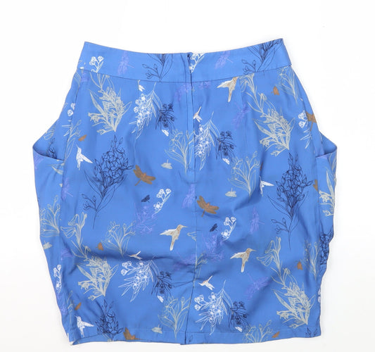 H&M Women's Blue Skirt, Size 10, Polyester, Zip Closure