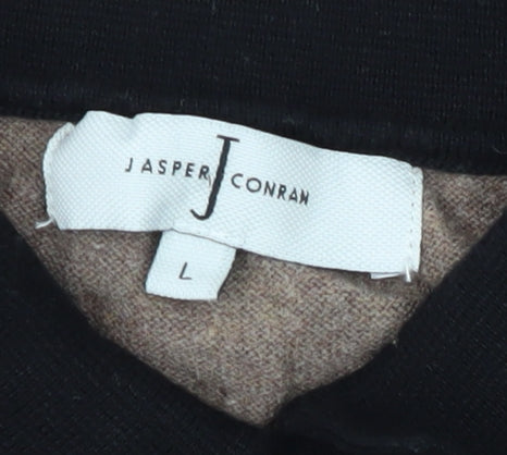 Jasper Conran Men's Brown Striped Henley Jumper L