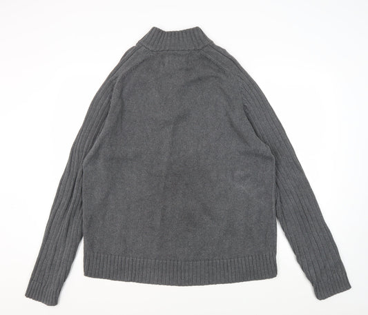 Marks and Spencer Grey Mock Neck Cotton Jumper Large