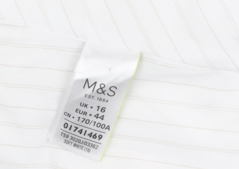 Marks and Spencer Women's White Blazer UK 16 Linen Blend