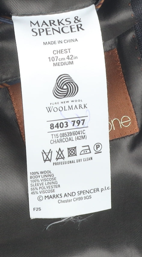 Mens UK Size 42 Marks and Spencer Regular Grey Suit Jacket