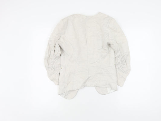 H&M Women's Beige Blazer Linen Mix Size 6 Regular Fit