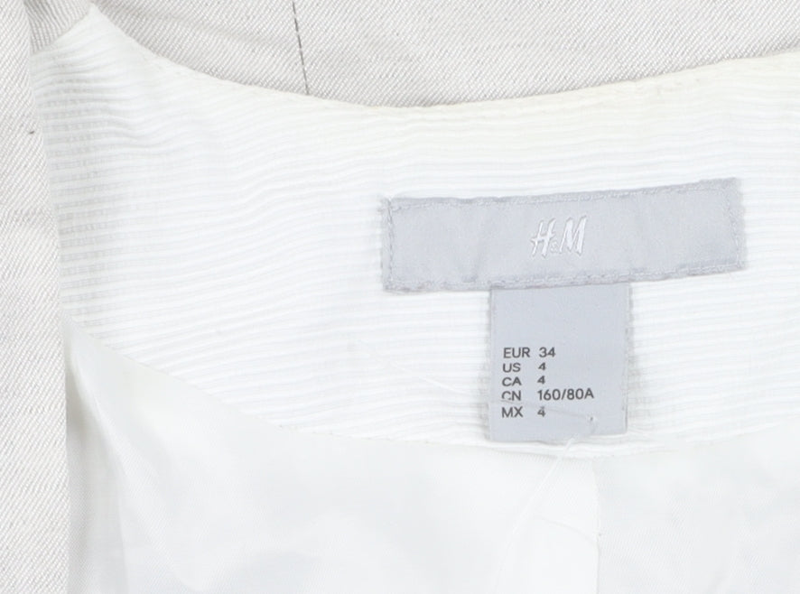 H&M Women's Beige Blazer Linen Mix Size 6 Regular Fit