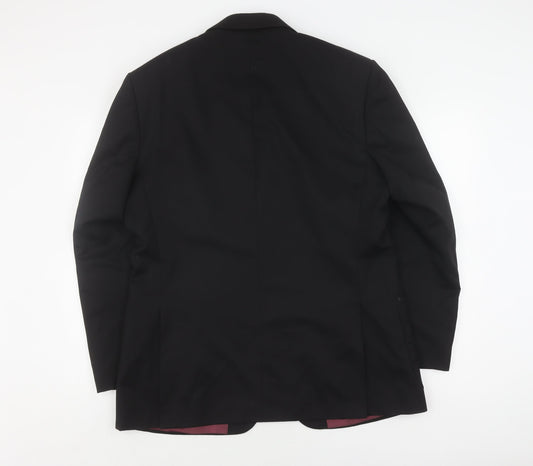 Pinstripe Men's Black Wool Blazer, Size 42, Regular Fit