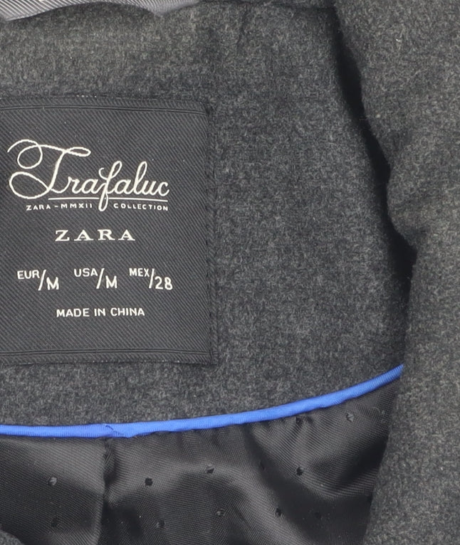 Zara Men's Grey Pea Coat Medium Double-Breasted Winter