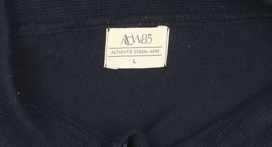 ACW85 Men's Black Long Sleeve Polo Shirt Large