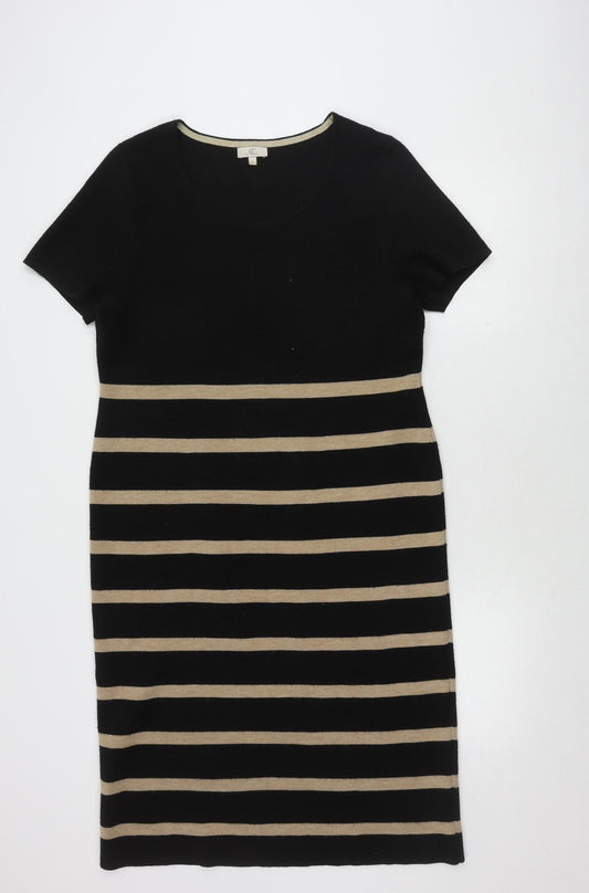 Country Casuals Women's Black Striped Sheath Dress M