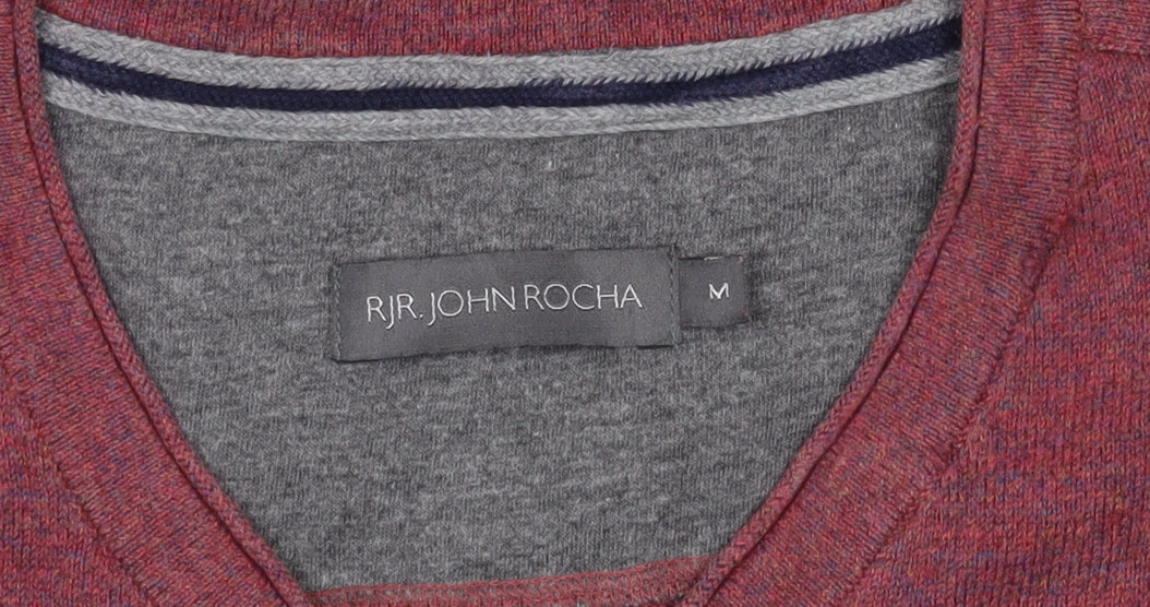 RJR John Rocha Men's Red V-Neck Pullover Jumper M