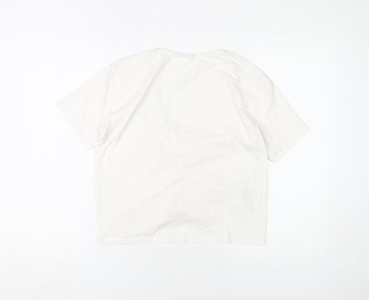 MNG Women's White V-Neck T-Shirt, Size M, Casual