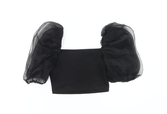 ASOS DESIGN Women's Black Cropped Balloon Sleeve Top