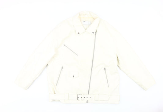 Womens UK Size 12 Asos Design White Motorcycle Jacket