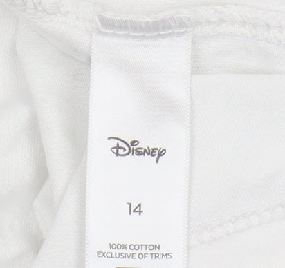 Womens UK Size 14 Disney White Basic T-Shirt