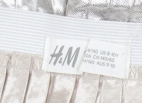 H&M Girls Silver Pleated Skirt - Size 10 Years