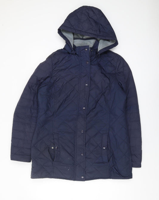 Womens UK Size 12 Cotton Traders Blue Quilted Coat