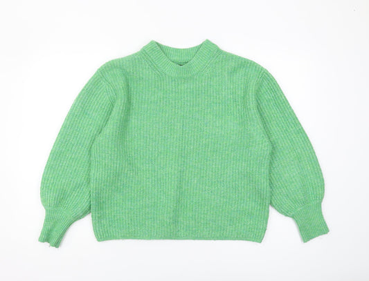 Additional front view of ASOS DESIGN Women's Green Mock Neck Jumper, size 4