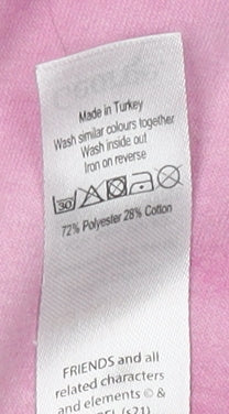 Womens UK Size 12 Friends Pink Basic T-Shirt