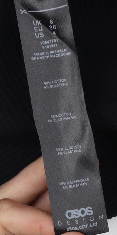 Close-up detail of ASOS Design Women's Black One Shoulder Midi Dress