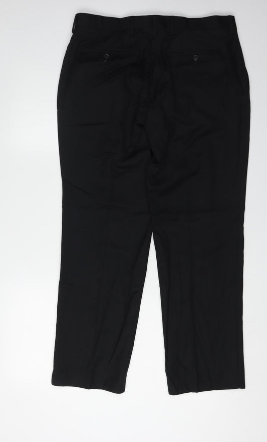 Next Signature Men's Black Wool Trousers - Size 34