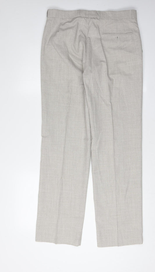 Gurteen Men's Grey Trousers Size 34 Regular Polyester Viscose