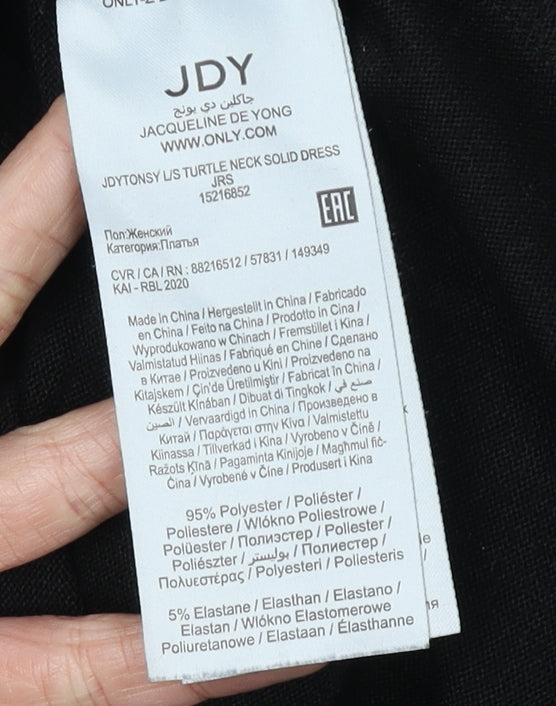 Jacqueline de Yong Black Knit Dress L High Neck